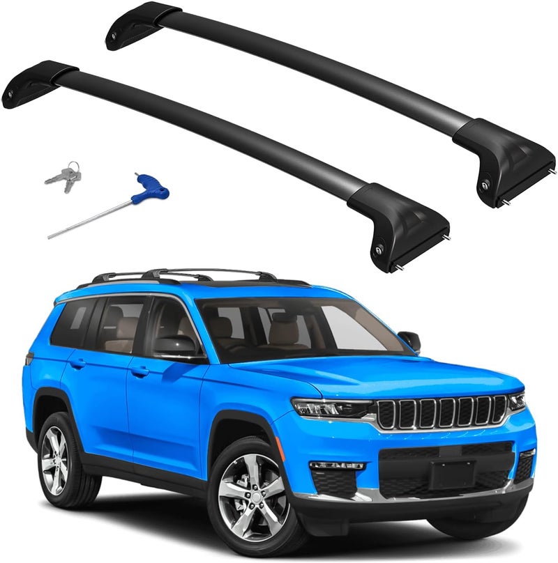 Soruci 300lbs Roof Rack Cross Bars Fit for 2021-2026 Jeep Grand Cherokee L 3-Row & 2022-2026 Cherokee WL 2-Row, Heavy Duty Lockable Roof Rails Croosbars for Cargo Carrier Kayak Bike Ski Snowboard - Image 1